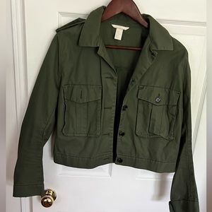 Green cropped women’s spring jacket - H&M - size 12